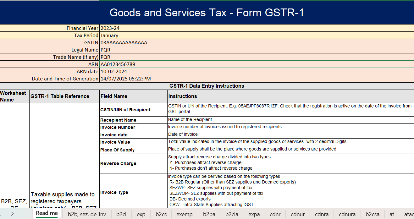 GSTR1 format